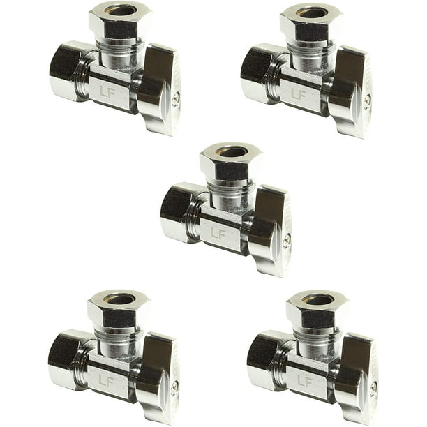 5 Pack 1/2'' FIP outlet Slip Joint 1/4 Turn Angle Stop x 1/2'' OD inlet